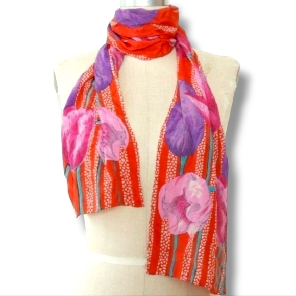 Golden Camel 100% Silk Tulip Scarf - Picture 1 of 8